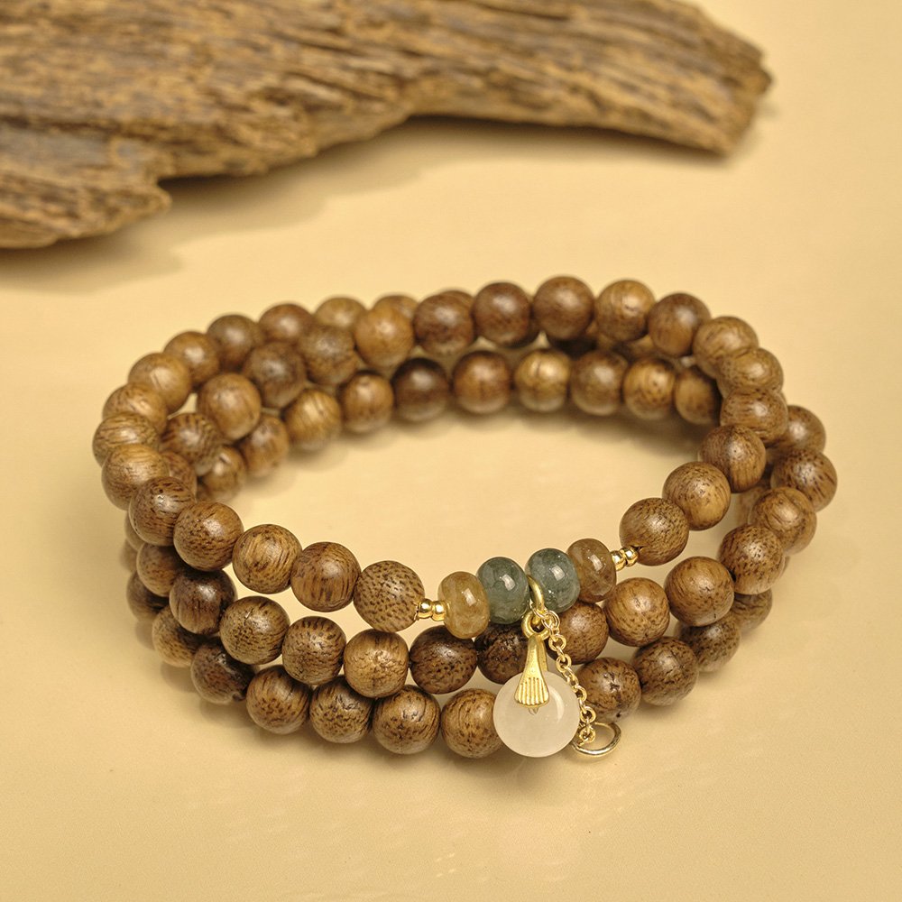 Vòng tay trầm hương -Trầm tốc vườn 6li 81 hạt - Phúc Lộc Bình An