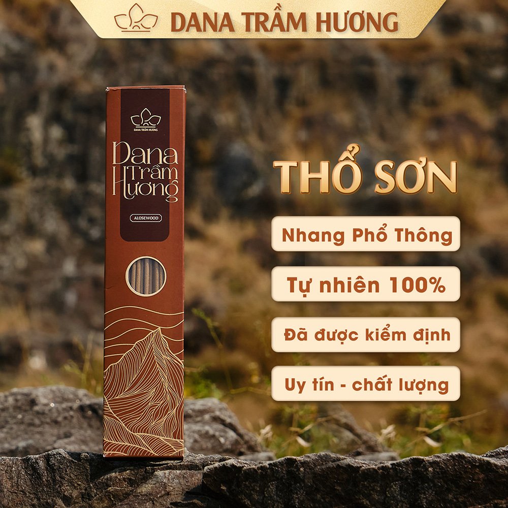 Nhang Trầm Thổ Sơn DANA, loại phổ thông nhang sạch 30cm, hộp 100gr