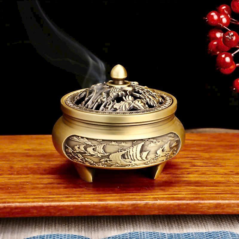 Lư Đồng 3 Chân Họa Tiết